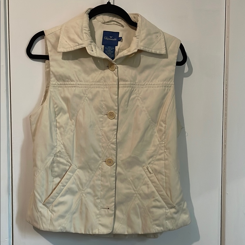 Christopher & Banks Cream Button-Up Vest